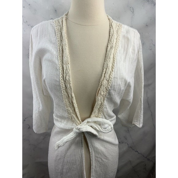 WATER WATER EVERY WEAR Swimsuit Cover-up sz M Cardigan Weave Over Waist Tie - Picture 13 of 16